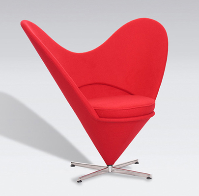 Sweety Shaped Modern Furniture Chairs , Colorful Heart Cone Contemporary Swivel Chair