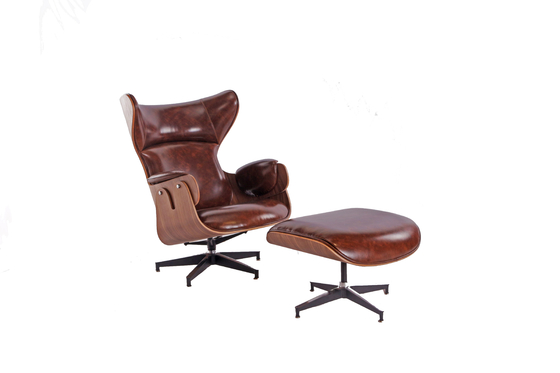 Eames Brown Leather Indoor Chaise Lounge Chair Maintains Density And Prevents Sag