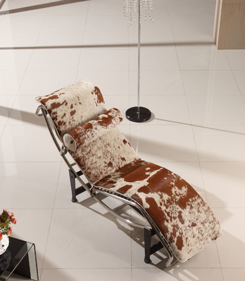 لوکوربوئیج LC4 چرم اتاق خواب اتاق نشیمن Chaise صندلی با پایه آهن سیاه